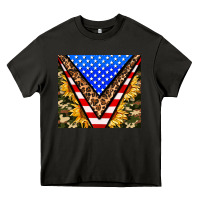 Asphalt american sunflower and camouflage Heavy Core Tee - AdoDesignShop