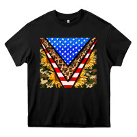 Black american sunflower and camouflage Heavy Core Tee - AdoDesignShop