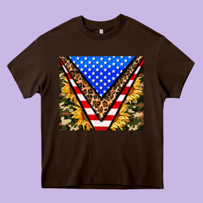 American Sunflower And Camouflage Heavy Core Tee Designed By Adodesignshop
