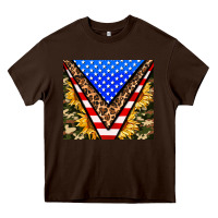 Chocolate Brown american sunflower and camouflage Heavy Core Tee - AdoDesignShop