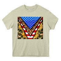 Mossy american sunflower and camouflage Heavy Core Tee - AdoDesignShop