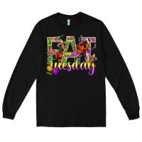 Black Mardi Gras fat tuesday Long Sleeve Tee - BundleAndBundleShop
