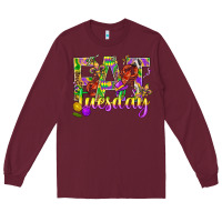 Burgundy Mardi Gras fat tuesday Long Sleeve Tee - BundleAndBundleShop