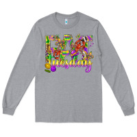 Heather Grey Mardi Gras fat tuesday Long Sleeve Tee - BundleAndBundleShop
