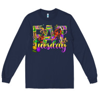 Navy Mardi Gras fat tuesday Long Sleeve Tee - BundleAndBundleShop