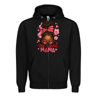Black one loved mama afro messy bun Zipper Hoodie - texasbilliewilder