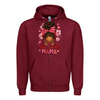 Burgundy one loved mama afro messy bun Zipper Hoodie - texasbilliewilder