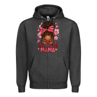 Charcoal Heather one loved mama afro messy bun Zipper Hoodie - texasbilliewilder