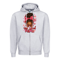 Heather Grey one loved mama afro messy bun Zipper Hoodie - texasbilliewilder