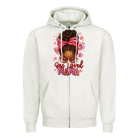 Oatmeal Heather one loved mama afro messy bun Zipper Hoodie - texasbilliewilder