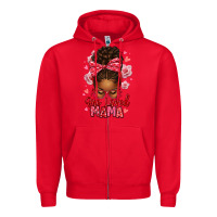 Red one loved mama afro messy bun Zipper Hoodie - texasbilliewilder