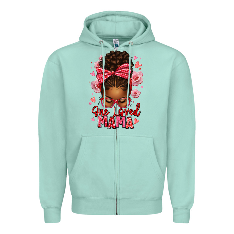 One Loved Mama Afro Messy Bun Zipper Hoodie by texasbilliewilder | Teevron