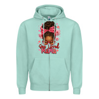 Seafoam one loved mama afro messy bun Zipper Hoodie - texasbilliewilder