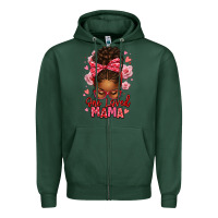 Sports Green one loved mama afro messy bun Zipper Hoodie - texasbilliewilder