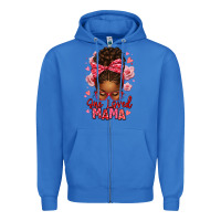 True Royal one loved mama afro messy bun Zipper Hoodie - texasbilliewilder
