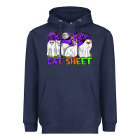Navy cat sheet ghost cats halloween Heavyweight Hoodie - CowGirlArtShop