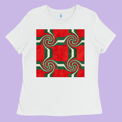 Retro Christmas Seamless Pattern Ladies Tee Designed By Bundleandbundleshop