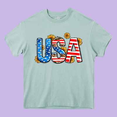 Usa Sunflower Heavy Core Tee Designed By Adodesignshop