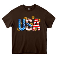 Chocolate Brown usa sunflower Heavy Core Tee - AdoDesignShop