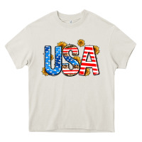 Cream usa sunflower Heavy Core Tee - AdoDesignShop