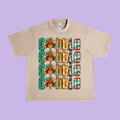 Gobble Till You Wobble Thanksgiving Turkey Urban Heavy Tee Designed By Nancycooperartshop