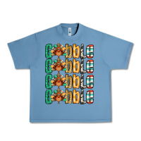 Pebble Blue Gobble till you wobble Thanksgiving turkey Urban Heavy Tee - NancyCooperArtShop