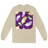 Mushroom Mardi Gras Feathers seamless pattern Long Sleeve Tee - BundleAndBundleShop