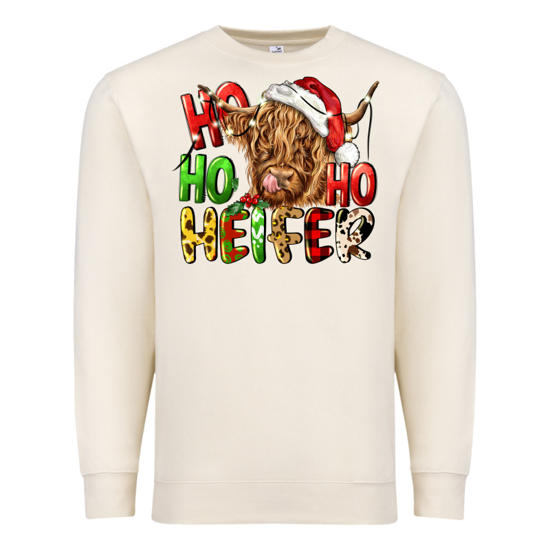 Ho Ho Ho Heifer Premium Sweatshirt by CowGirlArtShop | Teevron
