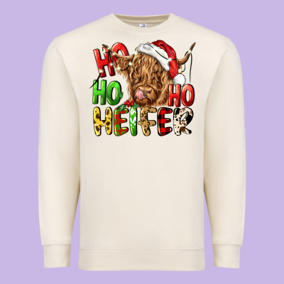 Ho Ho Ho Heifer Premium Sweatshirt Designed By Cowgirlartshop