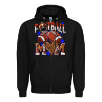 Black American Football Mom Zipper Hoodie - NancyCooperArtShop