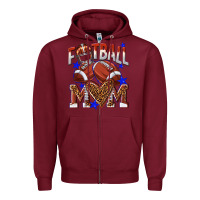 Burgundy American Football Mom Zipper Hoodie - NancyCooperArtShop