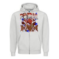 Dove Grey American Football Mom Zipper Hoodie - NancyCooperArtShop