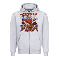 Heather Grey American Football Mom Zipper Hoodie - NancyCooperArtShop