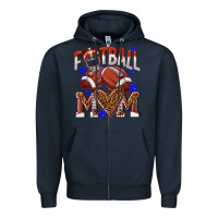 Navy American Football Mom Zipper Hoodie - NancyCooperArtShop