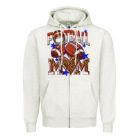 Oatmeal Heather American Football Mom Zipper Hoodie - NancyCooperArtShop