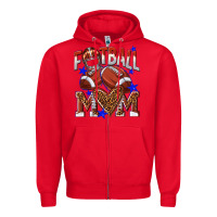 Red American Football Mom Zipper Hoodie - NancyCooperArtShop