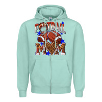 Seafoam American Football Mom Zipper Hoodie - NancyCooperArtShop