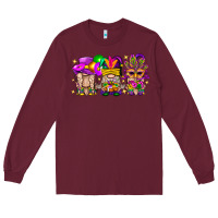 Burgundy Mardi Gras Gnomies Cakes Flowers And Balloon Long Sleeve Tee - BundleAndBundleShop
