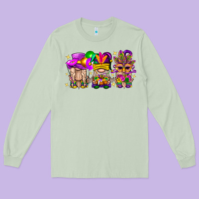 Mardi Gras Gnomies Cakes Flowers And Balloon Long Sleeve Tee Designed By Bundleandbundleshop
