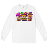 White Mardi Gras Gnomies Cakes Flowers And Balloon Long Sleeve Tee - BundleAndBundleShop
