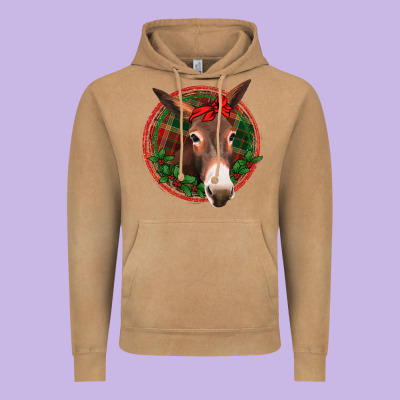 Christmas Donkey With Bandana Vintage Hoodie Designed By Jasminsmagicworld