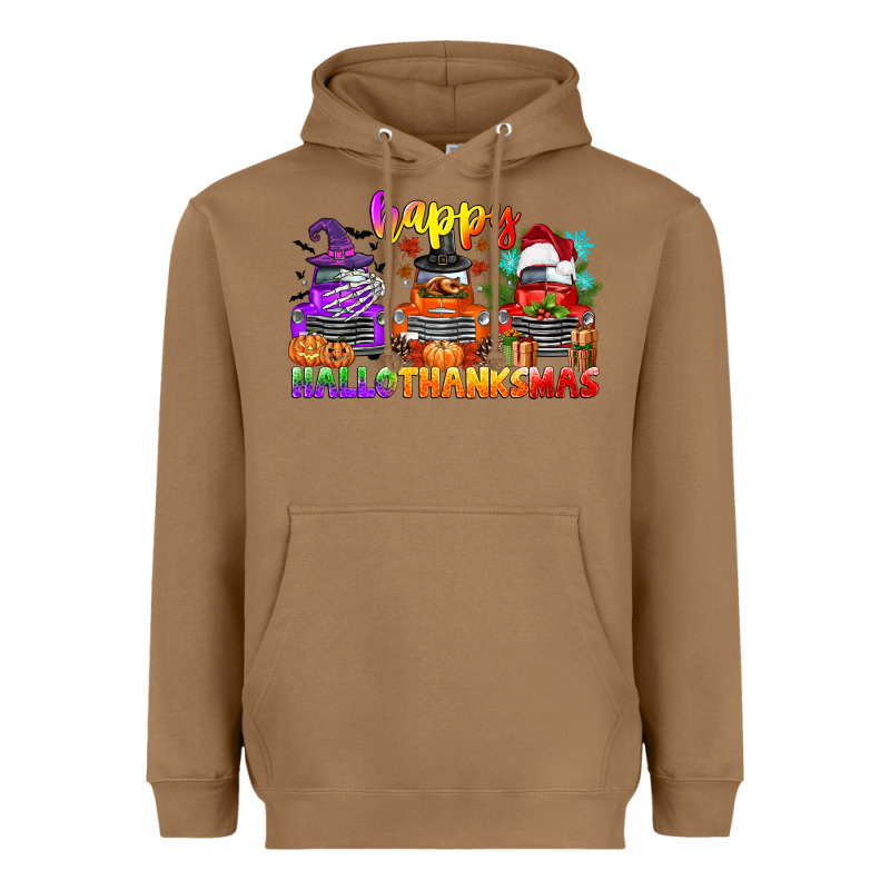 Happy Hallothanksmas Truck Heavyweight Hoodie by CowGirlArtShop | Teevron