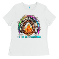 White let's go camping rainbow Ladies Tee - JahusDesignShop