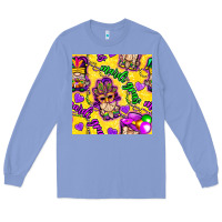 Colony Blue Mardi gras gnomies seamless pattern Long Sleeve Tee - BundleAndBundleShop
