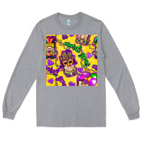 Heather Grey Mardi gras gnomies seamless pattern Long Sleeve Tee - BundleAndBundleShop