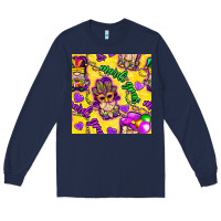 Navy Mardi gras gnomies seamless pattern Long Sleeve Tee - BundleAndBundleShop