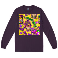 Plum Mardi gras gnomies seamless pattern Long Sleeve Tee - BundleAndBundleShop