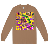 Toasted Coconut Mardi gras gnomies seamless pattern Long Sleeve Tee - BundleAndBundleShop