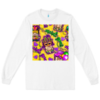 White Mardi gras gnomies seamless pattern Long Sleeve Tee - BundleAndBundleShop