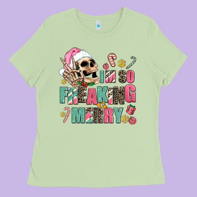 I M So Freaking Merry Ladies Tee Designed By Adodesignshop